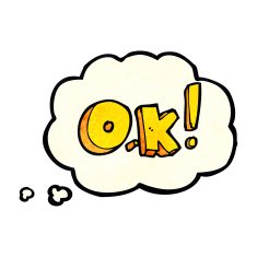 cartoon OK symbol with thought bubble N2