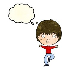 cartoon excited boy with thought bubble N40