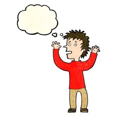 cartoon excited boy with thought bubble N41