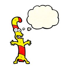 cartoon candy cane with thought bubble N4