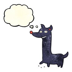 funny cartoon dog with thought bubble N7