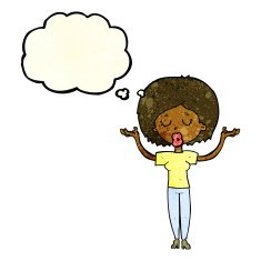 cartoon peaceful woman with thought bubble N3