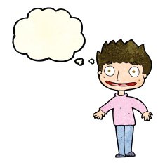 cartoon excited boy with thought bubble N43
