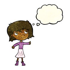 cartoon happy girl with thought bubble N23