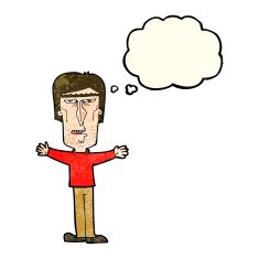 cartoon angry man with thought bubble N26