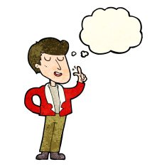 cartoon cool guy snapping fingers with thought bubble N4