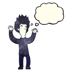cartoon vampire with thought bubble N39