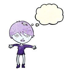 cartoon vampire girl with thought bubble N71