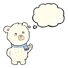 cartoon cute polar bear with thought bubble N21