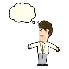 cartoon annoyed boss with thought bubble N4