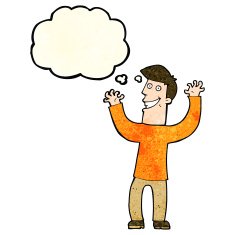 cartoon excited man with thought bubble N21