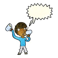 cartoon man drinking beer with thought bubble N4