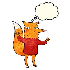 cartoon fox with thought bubble N6
