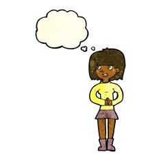 cartoon friendly woman with thought bubble N24