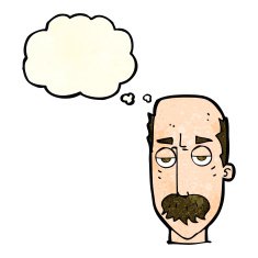 cartoon bored old man with thought bubble N7