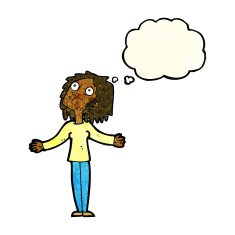 cartoon curious woman looking upwards with thought bubble N4