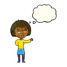 cartoon bored woman with thought bubble N12