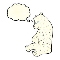 cartoon happy polar bear with thought bubble N3