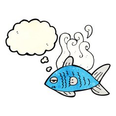cartoon funny fish with thought bubble N6