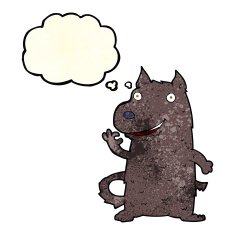 cartoon happy dog with thought bubble N26