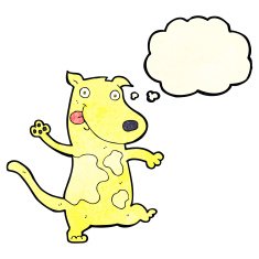 cartoon happy dog with thought bubble N27