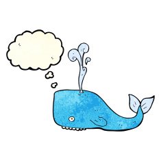 cartoon whale with thought bubble N10