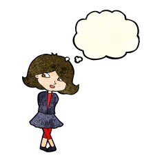 cartoon happy girl with thought bubble N25