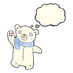 cute cartoon polar teddy bear with thought bubble N3