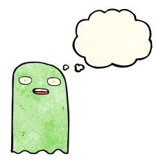 funny cartoon ghost with thought bubble N21