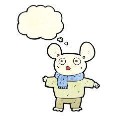 cartoon mouse in clothes with thought bubble N4