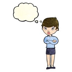 Cartoon Annoyed Woman With Thought Bubble N56