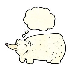 funny cartoon polar bear with thought bubble N9
