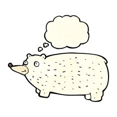 funny cartoon bear with thought bubble N10