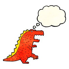 cartoon dinosaur with thought bubble N13