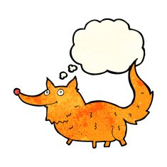 cartoon little dog with thought bubble N7
