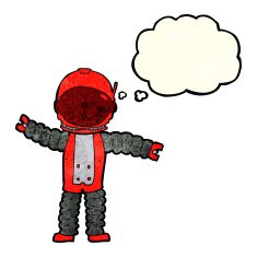 cartoon astronaut with thought bubble N32