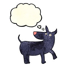 funny cartoon dog with thought bubble N8