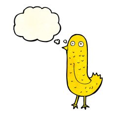 funny cartoon bird with thought bubble N33