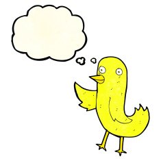 funny cartoon bird with thought bubble N34