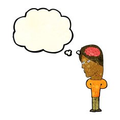 cartoon man with big brain thought bubble N4
