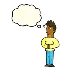 cartoon nervous man with thought bubble N43