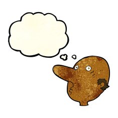 cartoon balding man with thought bubble N7