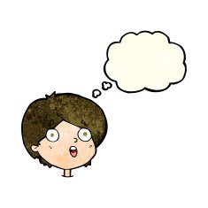 cartoon amazed expression with thought bubble N4