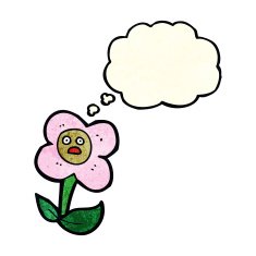 cartoon flower with face thought bubble N6