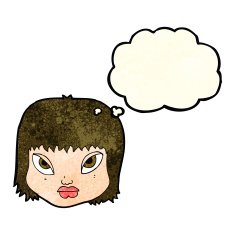 cartoon annoyed face with thought bubble N4