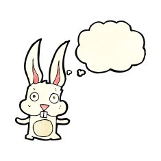 cartoon rabbit with thought bubble N29