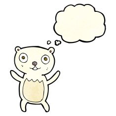cartoon polar bear cub with thought bubble N17
