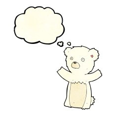 cartoon polar bear cub with thought bubble N20