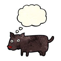 cartoon little dog with thought bubble N8