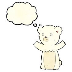 cartoon polar bear cub with thought bubble N22